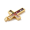 Cross Brass Micro Pave Colorful Cubic Zirconia Pendants X-KK-G419-29G-4