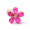 Transparent Glass Finger Ring RJEW-JR00559-6