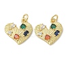Rack Plating Brass Micro Pave Cubic Zirconia Pendants KK-K392-28G-1