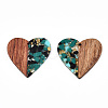 Transparent Resin & Walnut Wood Pendants RESI-TAC0017-73-A02-2