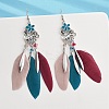 Flower & Feather Alloy Chandelier Earrings EJEW-G426-04AS-3
