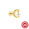 Moon with Star 925 Sterling Silver Micro Pave Clear Cubic Zirconia Cartilage Earrings FS-WGA2317-03-2