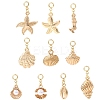 10Pcs 10 Styles Ocean Theme Alloy with Plastic Pearl European Dangle Charms PALLOY-YW00089-1
