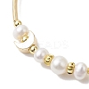 Natural Cultured Freshwater Pearl Bangle with Star Moon Brass Beads BJEW-JB10194-3