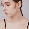 White Enamel Lilies Flower Dangle Hoop Earrings JE970A-7