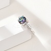 Rhodium Plated 925 Sterling Silver Moissanite Adjustable Rings for Women RJEW-U038-07P-2