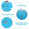 4Pcs Long Chain Tassel Drop Cuff Earrings with Imitation Pearl EJEW-KS0001-04-3