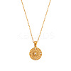 304 Stainless Steel Pave Clear Cubic Zirconia Flat Round Pendant Necklaces FS-WG7E9F7-01-1
