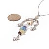 Natural & Synthetic Mixed Gemstone Moon Phase with Starfish Tortoise Pendant Necklace NJEW-JN04247-2