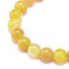 Natural Agate Round Beaded Stretch Bracelet BJEW-JB08396-6