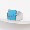 Rectangle Synthetic Turquoise Finger Ring FIND-PW0021-08A-P-1
