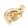 Brass Micro Pave Cubic Zirconia Shell Pendants KK-D328-09G-2