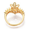 Flower Brass Micro Pave Cubic Zirconia Cup Peg Ring Settings KK-N274-01G-3