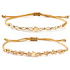 2Pcs Brass & Glass Beads Braided Bead Bracelets for Women IU7406-1-5