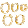 5 Piars 5 Style Brass Micro Pave Clear Cubic Zirconia Hoop Earrings EJEW-BBC0001-99-6
