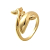 Dolphin Brass Cuff Rings for Women RJEW-Z085-01G-02-4