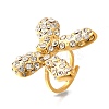 Bowknot 304 Stainless Steel Rhinestone Cuff Rings for Women RJEW-A058-01B-G-2