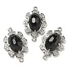 Natural Obsidian Faceted Oval Connector Charms G-G181-06P-06-1