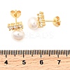 Round Brass Micro Pave Clear Cubic Zirconia Stud Earrings EJEW-A135-30G-5