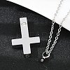304 Stainless Steel Pave Clear Cubic Zirconia Cross Pendant Pet Urn Ashes Necklaces NJEW-S455-07P-5