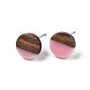 Opaque Resin & Walnut Wood Stud Earrings EJEW-N017-008-B04-2