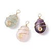 3Pcs 3 Styles Natural Mixed Gemstone Pendants PALLOY-JF01153-1-1