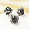 Natural Obsidian Adjustable Rings RJEW-I108-02AS-12-1