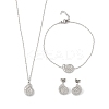 Conch Shape 304 Stainless Steel Pendant Necklaces & Bracelets & Stud Earrings Sets for Women SJEW-C004-15P-1