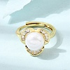 Adjustable Brass Micro Pave Cubic Zirconia Finger Rings CU-CBABA66-03G-1