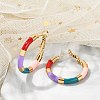 PVD Vacuum Plating 201 Stainless Steel Enamel Hoop Earrings for Women EJEW-B016-33E-2