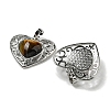 Natural Tiger Eye Peach Love Heart Pendants G-G158-01E-2
