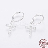 Rhodium Plated 925 Sterling Silver Hoop Earrings EJEW-AA00271-12P-1