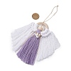 Angel Wood & Cotton Threads Pendant Decoration HJEW-JM02406-03-3
