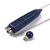 Dyed Natural Lapis Lazuli Bullet Shaped Perfume Bottle Pendant Necklaces G-B089-02P-09-4