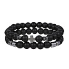 Volcano Stone Black Matte Black Gallstone Wood Beads Bracelet Set Combination Hip Hop Elastic Bracelet Bracelet Bracelet WQ1083-2-1
