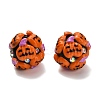 Halloween Theme Polymer Clay Rhinestone Beads with Resin RESI-Z045-02B-04-1