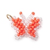 Glass Seed Beaded Butterfly Pendants PALLOY-MZ00473-2