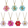 7Pcs 7 Colors Flower Handmade Glass Seed Beaded Pendant Necklaces NJEW-MZ00096-2