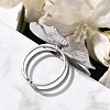 Flower 304 Stainless Steel Open Cuff Ring for Women RJEW-R006-03P-01-3