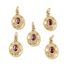 Brass Micro Pave Clear Cubic Zirconia Pendants KK-E068-VF332-4