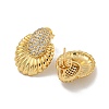 Teardrop Brass Pave Clear Cubic Zirconia Stud Earrings EJEW-N054-40G-2