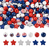 220Pcs Independence Day Theme Spray Painted Natural Wood Beads WOOD-TA0001-73-1