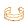 Ion Plating(IP) 304 Stainless Steel Triple Line Open Cuff Ring for Women LS-RJEW-C025-12G-2