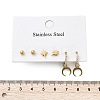 304 Stainless Steel Rhinestone Moon & Star & Round Earring Sets EJEW-Z098-22G-5