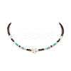 Summer Beach Synthetic Turquoise & Natural Coconut Beaded Neklaces NJEW-JN05208-01-2