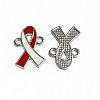 Two Tone Alloy Enamel Awareness Ribbon Links Connector Charms ENAM-H001-08P-1