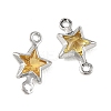 SHEGRACE Brass Pave Cubic Zirconia Star Connector Charms XGRQ2O701-441C-P-2