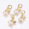 Brass Micro Pave Cubic Zirconia Bunny Charms X-RB-I077-19G-RS-1