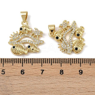 Brass Micro Pave Cubic Zirconia Pendants KK-I358-064G-04-1