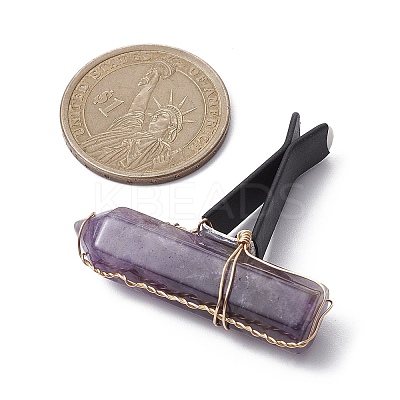 Wire Wrapped Bullet Natural Gemstone Car Air Vent Clips JEWB-BR00136-1